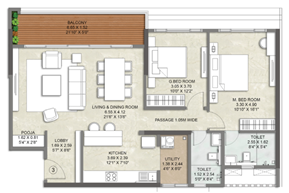 Kalpataru Vadgaon 2BHK Plan